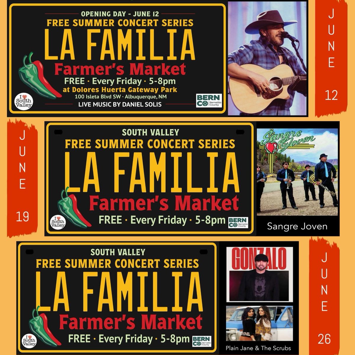BernCounty's tweet photo. Spend your Friday evening at the #LaFamiliaGrowersMarket! 🎶

Join us from 5–8 p.m. at Dolores Huerta Gateway Park for live music by Sangre Joven, local produce, food trucks, arts-and-crafts vendors, dancing, and family-friendly activities.

FREE to attend! https://t.co/gUc8EKO38p