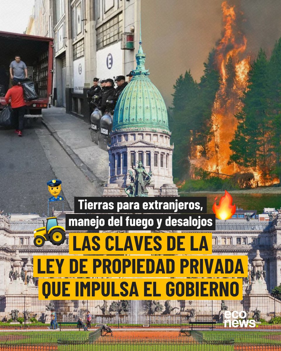 econewsES's tweet photo. 1/7 🚨 EL SENADO PODRÍA TRATAR UNA POLÉMICA REFORMA SOBRE PROPIEDAD PRIVADA

⚖️ El proyecto ya tiene dictamen y propone cambios en la compra de tierras rurales, expropiaciones, desalojos, manejo del fuego y registros inmobiliarios. Estos son los puntos más importantes. 👇 https://t.co/IEK32E1jHM
