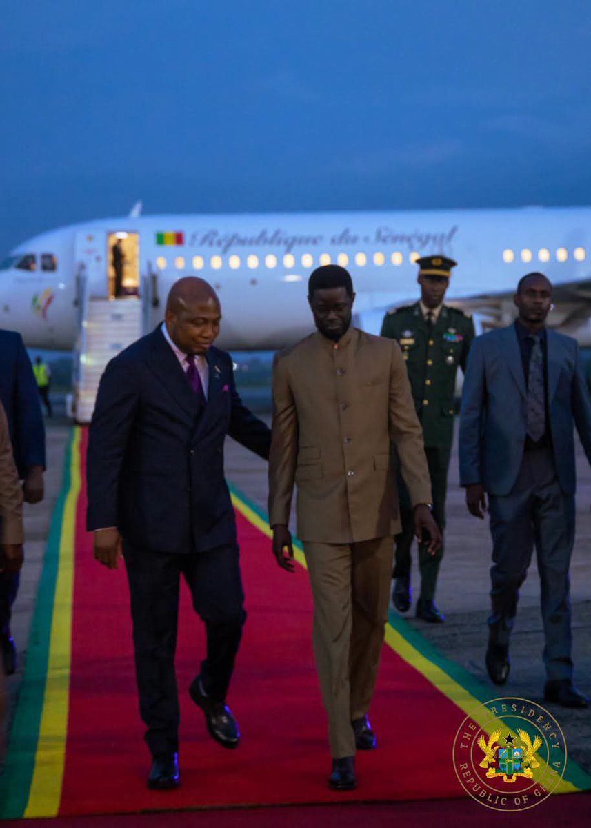 Bridget_Otoo's tweet photo. Senegalese President, Bassirou Diomaye Faye, has arrived in Accra to participate in the Next Steps Conference on Reparatory Justice.
#Reparation
#MahamaThePresident
#NextStepsConference https://t.co/0wOTcGdDC9