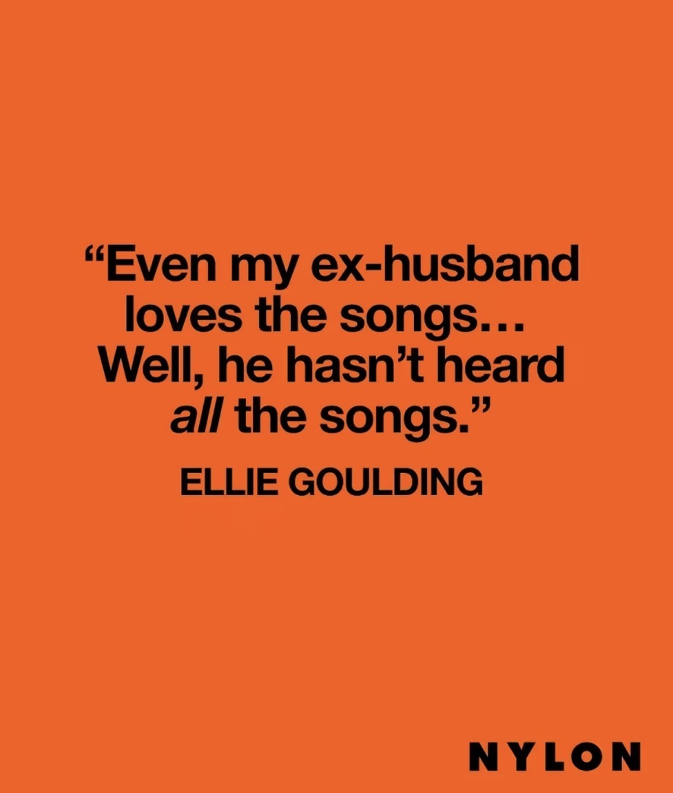 GouldingCrave's tweet photo. Ellie Goulding on her upcoming divorce album, ‘I Know Too Much’:

“My label, my friends —everyone’s behind it. And even my ex-husband loves the songs.” https://t.co/Eh9Ay1J5Zm