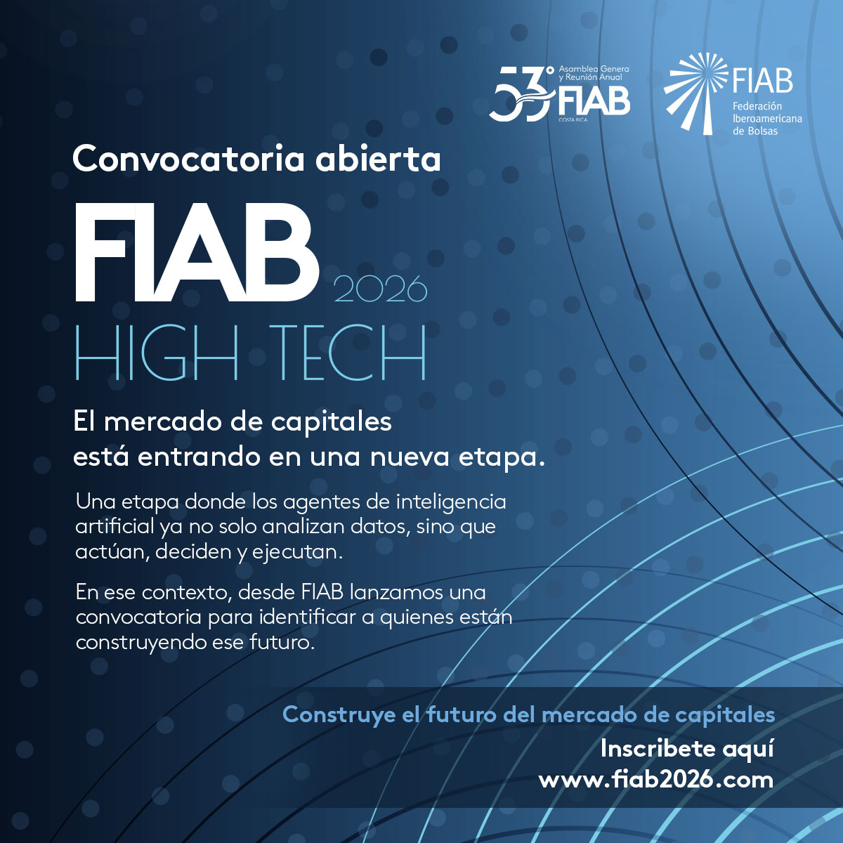FIABnet's tweet photo. 🚀 Convocatoria abierta – FIAB High Tech 2026​
¿Estás desarrollando agentes de IA para trading, riesgo, operaciones o infraestructura financiera?​

Desde FIAB buscamos startups y equipos que estén construyendo el futuro del mercado.​

👉 https://t.co/9tuUKG5gx5 https://t.co/tSVmtvwlq3