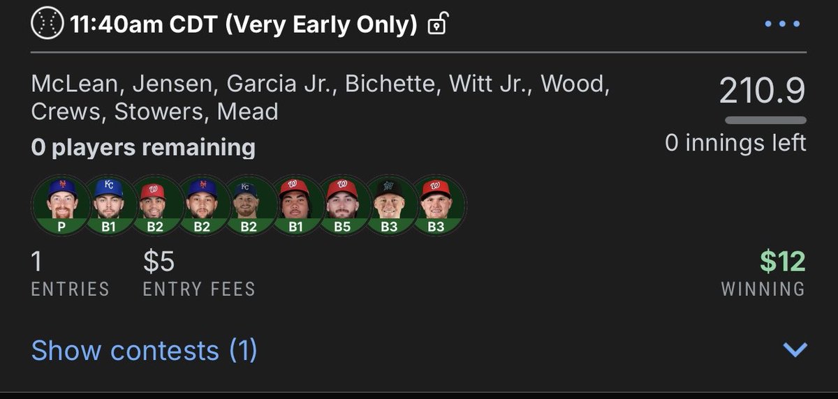 fadedDFS's tweet photo. Started the day off in the green. Early mlb cashes easily. If you need dfs lineups join the discord now. We got a juicy main slate coming. Join now! 

https://t.co/k9sAbkUFTt

#mlb #dfs #fanduel #draftkings https://t.co/wRH6v6s3By