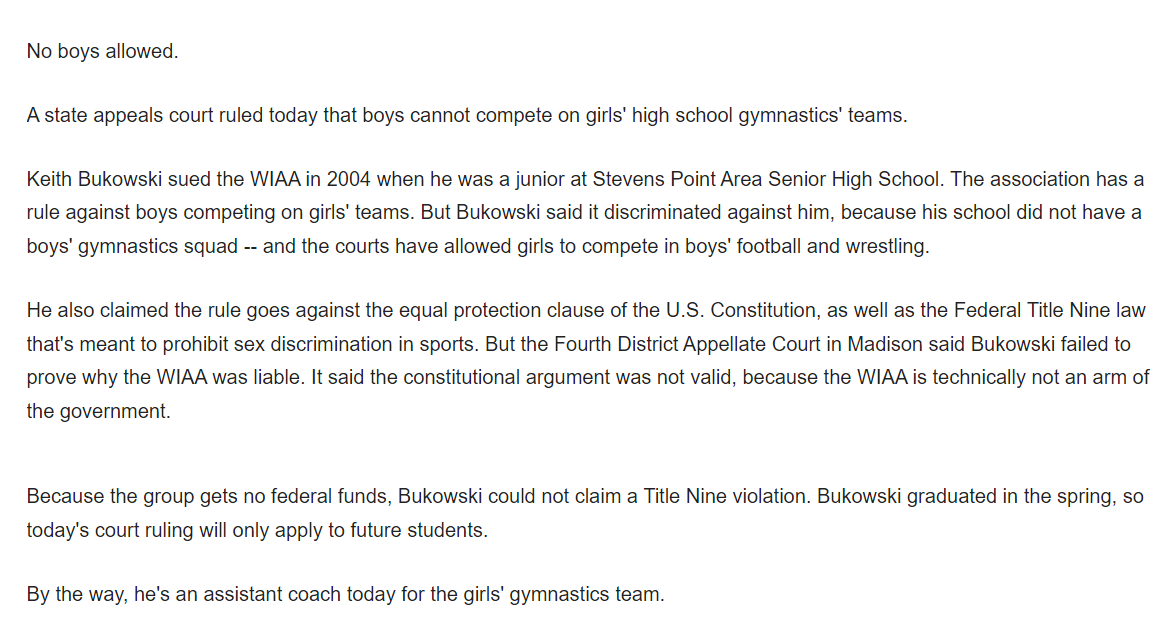 hecheateddotorg's tweet photo. 1/ Did you know that boys in girls' sports is not a new issue?

This has been a legal and ethical issue and a problem girls have been dealing with since the 1970s.

There have been at least 35 lawsuits in which boys have sued in order to join a girls' team. These boys were not "trans" identified. They simply wanted to play on a girls' team.

Many of the boys weren't successful. But some were, and paved the way for hundreds, if not thousands of others to join girls' teams.
