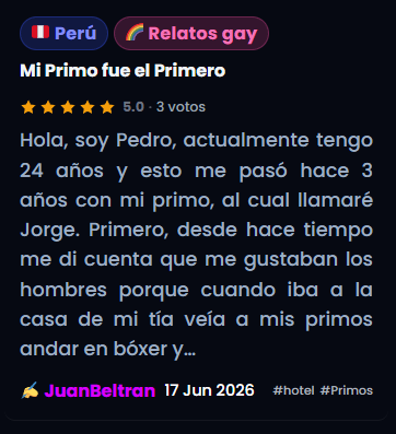 relatos_gay_cl's tweet photo. 𝗥𝗘𝗟𝗔𝗧𝗢: Mi Primo fue el Primero 🍆🔥

𝗥𝗘𝗟𝗔𝗧𝗢 𝗖𝗢𝗠𝗣𝗟𝗘𝗧𝗢: https://t.co/hjhJvsJlX6 https://t.co/8OvFApBR9J