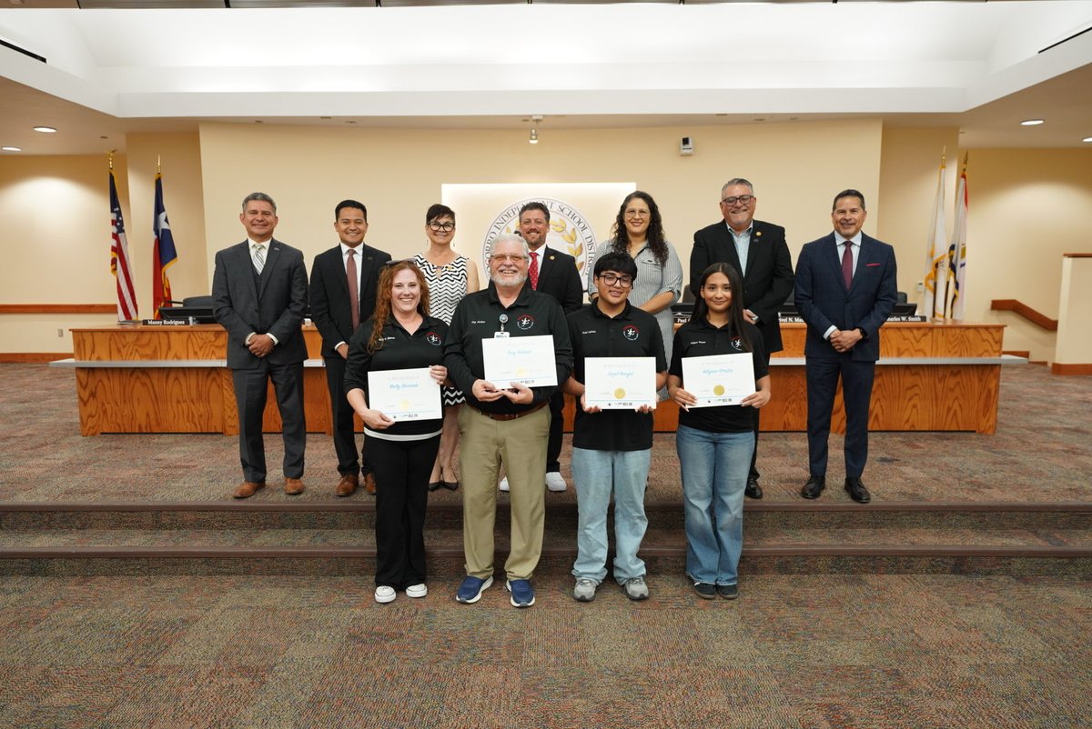 SocorroISD's tweet photo. The Board of Trustees recognized students selected for the 2026 UIL State One-Act Play Honor Crew. This elite group of consists of student technicians and theater ambassadors from across Texas who assisted with the production and execution of the state meet. Congratulations to these talented crew members and their teachers!