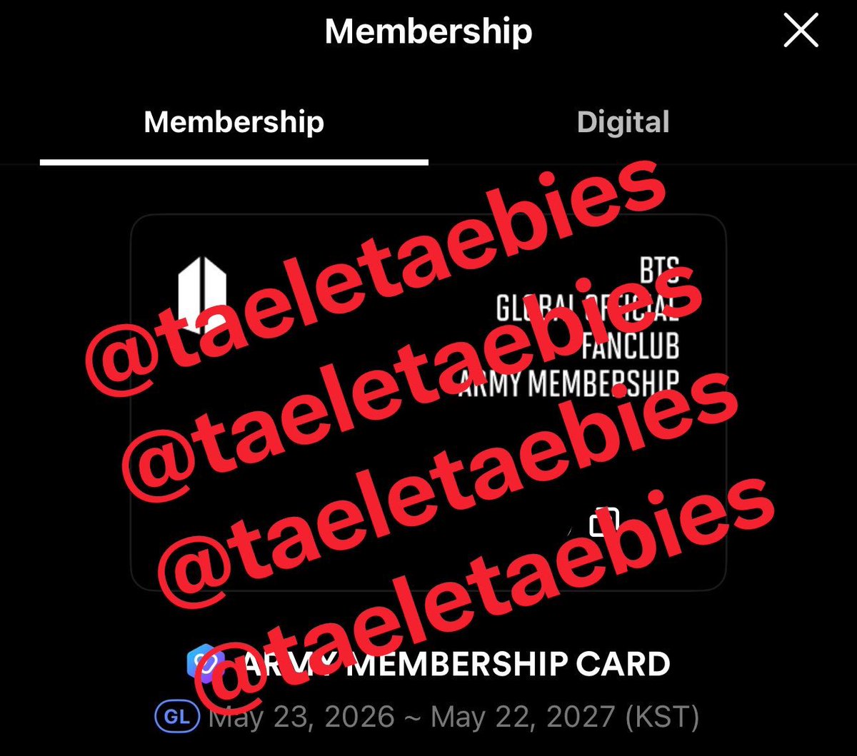 taeletaebies's tweet photo. want to rent open rent army membership untuk day 3, aku udh secure day 1 dan gaakan aku sentuh membership ini, aku open untuk 1 org aja ya bisa 4 tix

💰150k

yg mau boleh dm dan rep ya takutnya gaada notif request dm nya https://t.co/N2SssTbpRI
