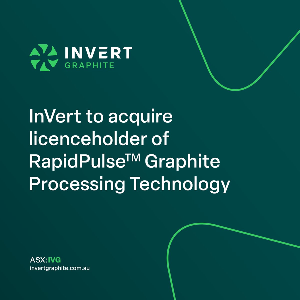 invertgraphite's tweet photo. #ASXNews

$IVG.AX signed binding conditional agreements to acquire all of the issued share capital of RapidGraphite Pty Ltd, which holds exclusive licence for the RapidPulseTM technology, a process for converting natural graphite to battery-grade graphite.
https://t.co/wvzyxRwaeM https://t.co/SubqIJ74Bh