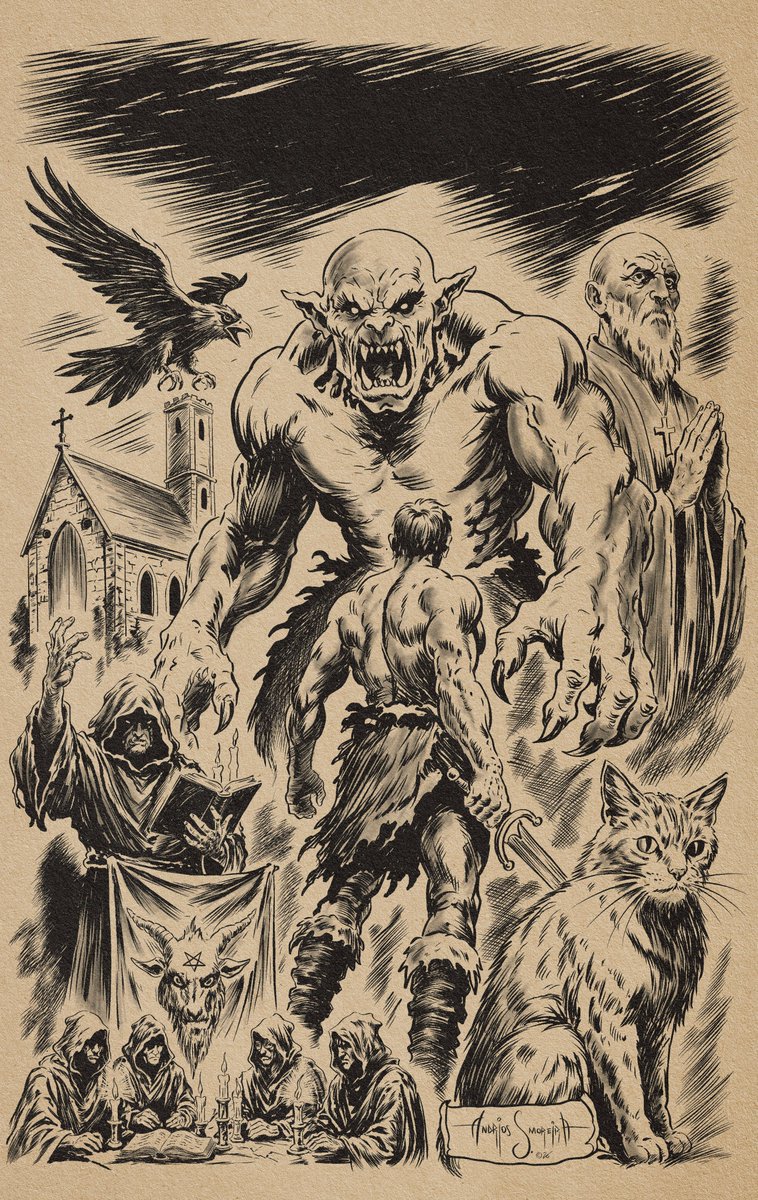 s_andrios's tweet photo. Sword and Sorcery Portfolio #1: a selection of black and white illustrations created for various clients in the comics and RPG fields with sword and sorcery themes. #SwordAndSorcery #BlackAndWhiteArt #Comics #RPGArt #FantasyArt #ComicArtist #SequentialArt #BookIllustration #Ink https://t.co/5ZlUDJy0ay