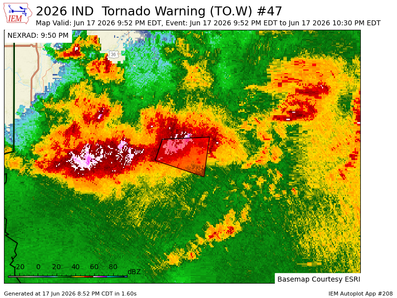 Iembot_pds's tweet photo. IND corrects Tornado Warning (PDS) [tornado: OBSERVED, damage threat: CONSIDERABLE, hail: <.75 IN] for Monroe, Morgan, Owen [IN] till 10:30 PM EDT https://t.co/1zKDNZVW8S https://t.co/lpld6aMG47