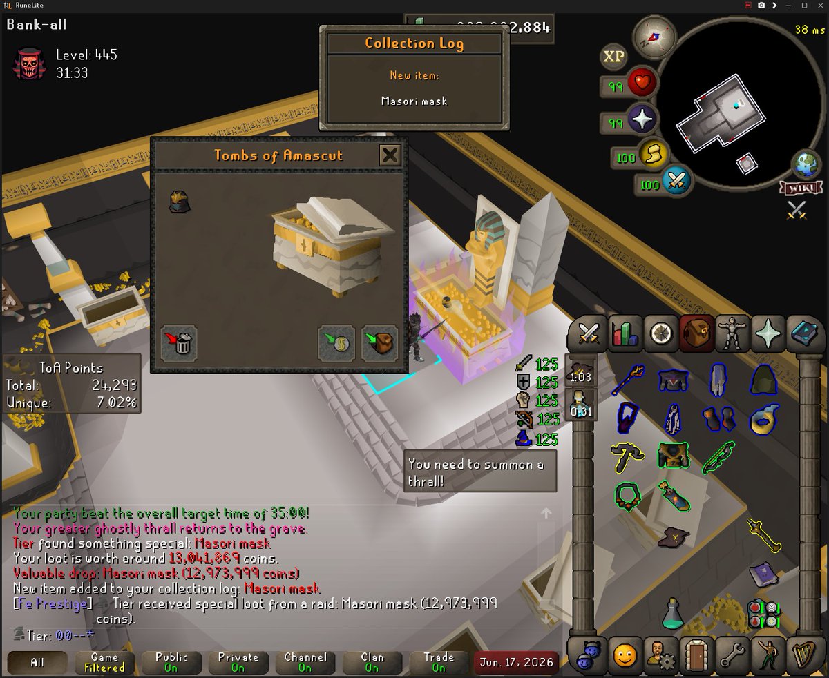 Tier_OSRS's tweet photo. Toa uniques completed https://t.co/PVqFsrwvsU
