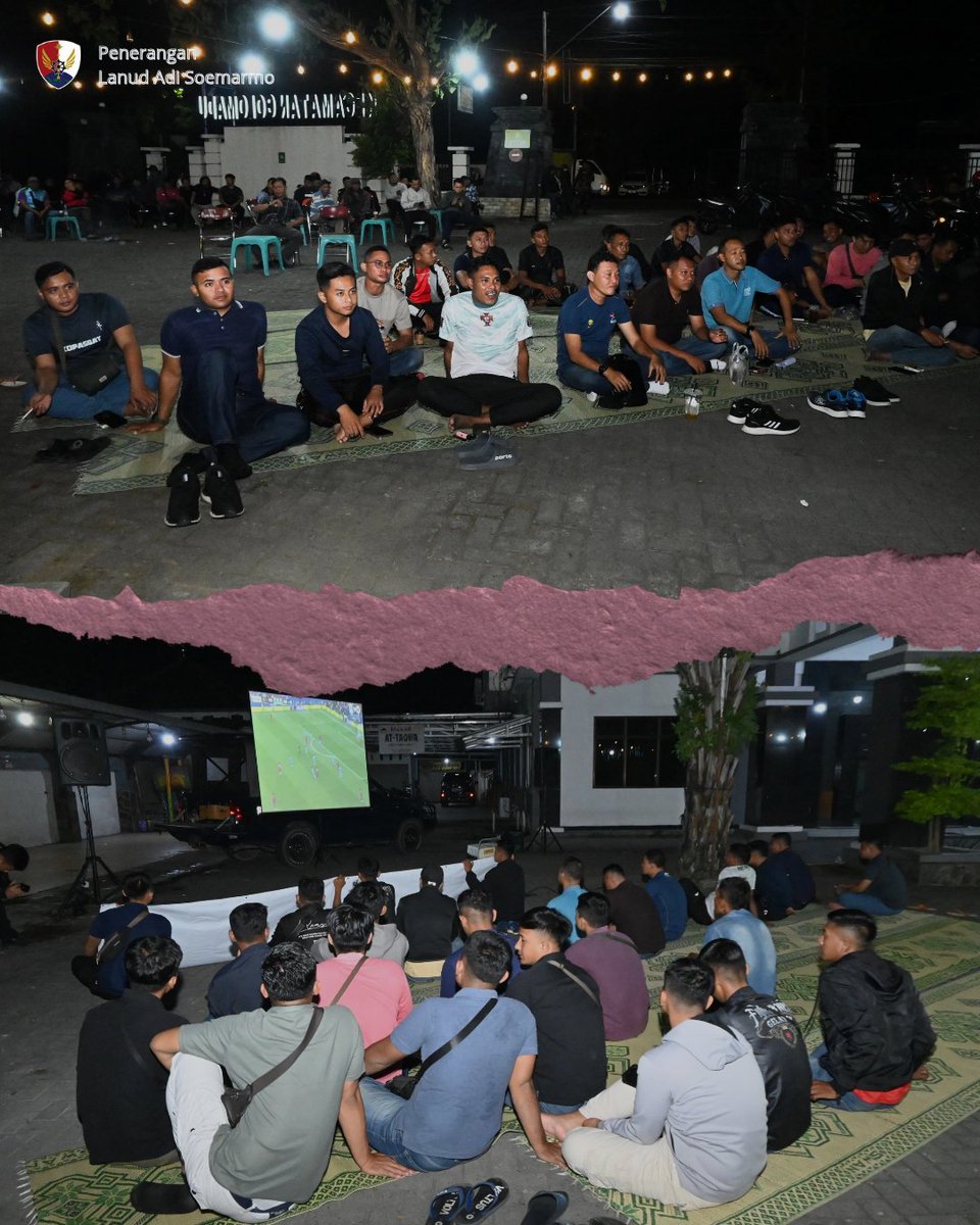 lanud_smo's tweet photo. Untuk membangun silaturahmi dengan masyarakat, Pangkalan TNI Angkatan Udara (Lanud) Adi Soemarmo menggelar Nonton Bareng (Nobar) Bola Gembira Piala Dunia 2026 antara Portugal melawan R. D Kongo bertempat di halaman kantor kecamatan Colomadu. Kamis (18/6/2026). https://t.co/SPCA85zVOW