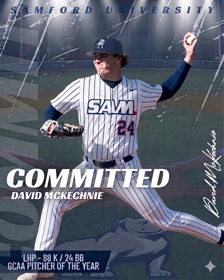 D_McKechnie25's tweet photo. Blessed to announce my commitment to Samford University! Go Bulldogs!
@SamfordBaseball https://t.co/gPgPlejR2C