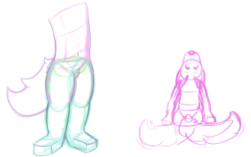VerynnFloof's tweet photo. Today's practice. Trying to work on anatomy, especially legs. They trip me up a little bit for some reason for now.

Also, have silly little guy :3 https://t.co/vxAB4njiPO