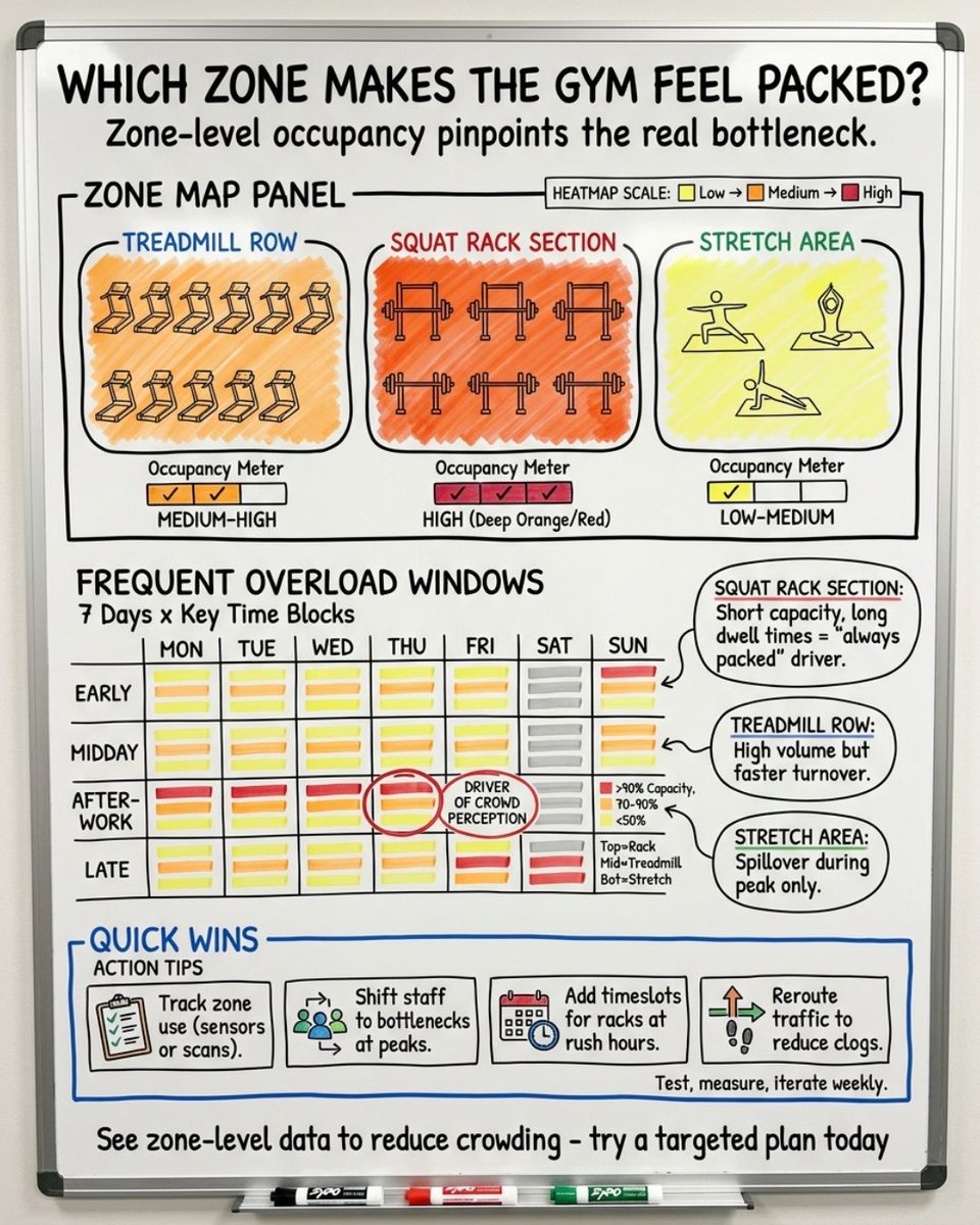 MapRoomAnalytic's tweet photo. Question for gym operators: if you could see exactly which zone consistently overloads — not the whole gym, just that specific zone — what would you change first? https://t.co/rexxgmFvex