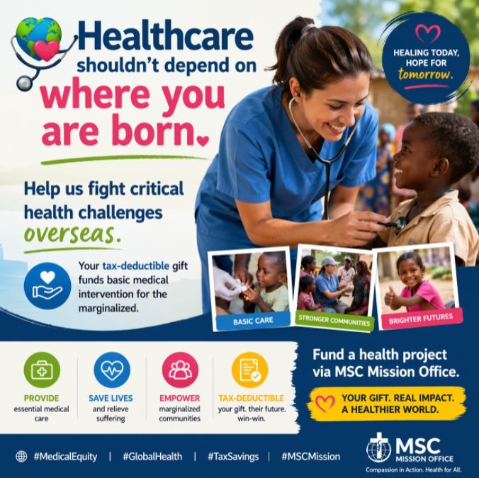 MSCMission's tweet photo. Healthcare shouldn't depend on where you are born. 
https://t.co/REgLPgFe7F 
Help us fight critical health challenges overseas. Your tax-deductible gift funds basic medical intervention for the marginalized. 🩺
#MedicalEquity #GlobalHealth #TaxSavings #MSCMission https://t.co/bDo8q1H61Y