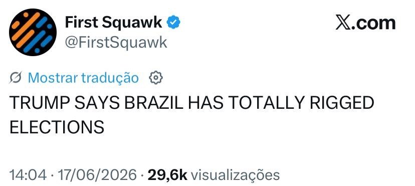 Saray_sandrac's tweet photo. TRUMP DIZ QUE O BRASIL TEM ELEIÇÕES TOTALMENTE FRAUDADAS https://t.co/gNmNjqdHpe