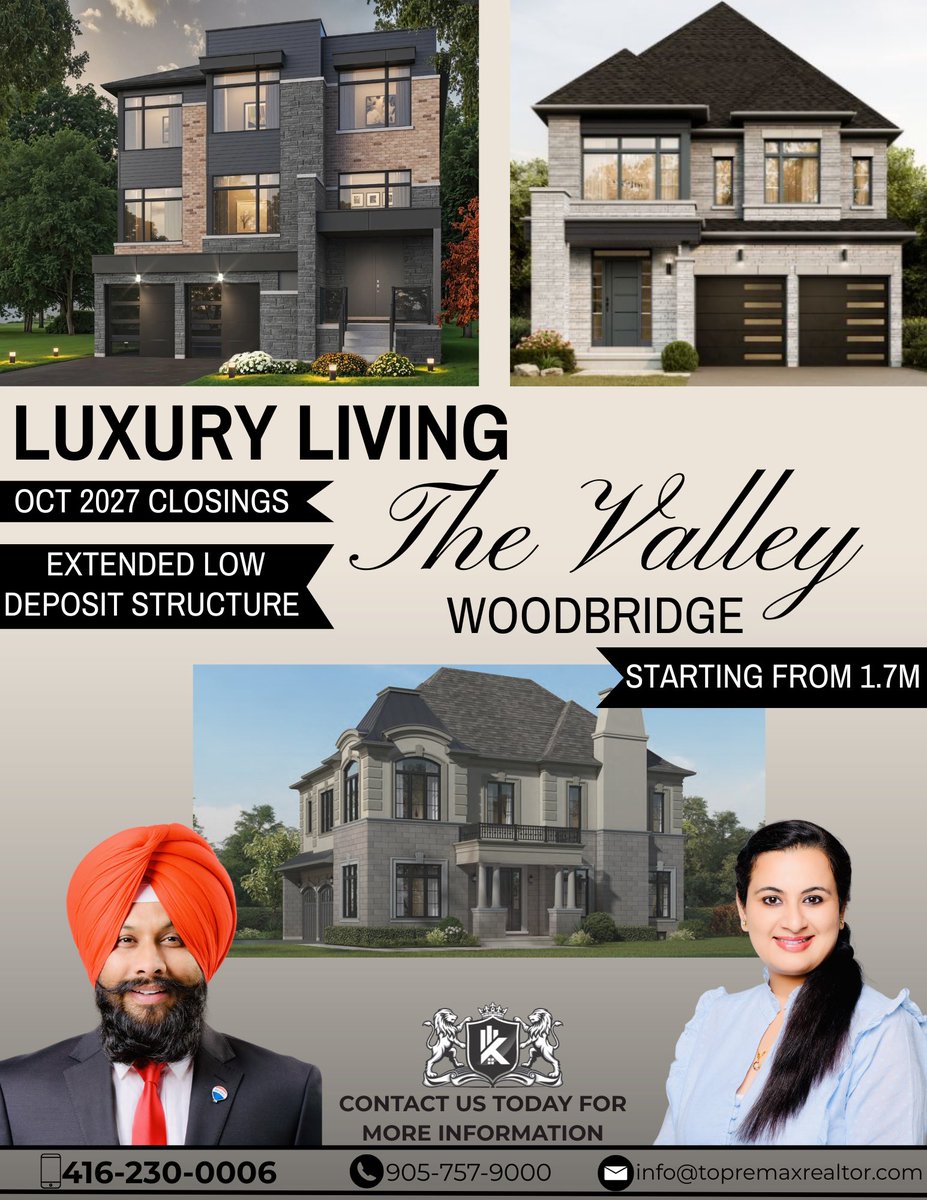 ksbajwaremax's tweet photo. 🏡 THE VALLEY WOODBRIDGE From $1.7M 🌳✨
📍Luxury 40' &amp; 45' Detached Homes in one of Woodbridge's most prestigious new communities.
📌The Valley offers exceptional craftsmanship, elegant home designs, and an unbeatable location for families looking to upgrade their lifestyle. https://t.co/bnNw2wNx4e