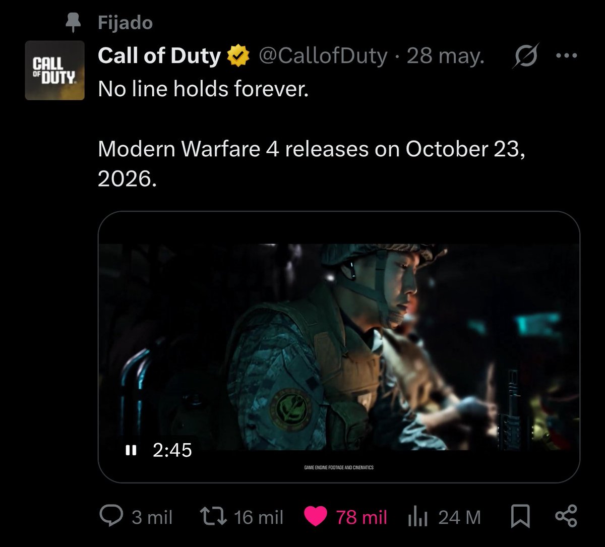 AleexBlaze's tweet photo. Ahora sí. 

El anuncio de los ports de Black Ops y Black Ops 2 tiene más me gusta en +3 horas que cualquier anuncio del nuevo Call of Duty: Modern Warfare 4.

Que barbaridad. https://t.co/9uE9yo3inf