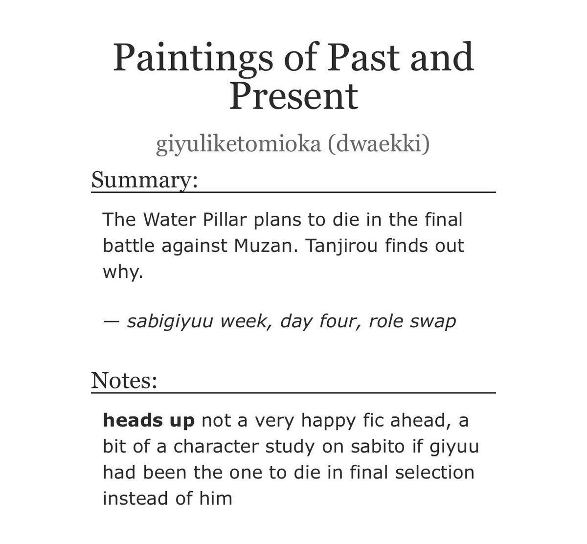 giyuliketomioka's tweet photo. ✏️ the final battle against muzan will be the water pillar’s last hurrah 

#sabigiyuu #sbgyweek2026
day four – role swap

https://t.co/E1ikjCOtAF https://t.co/J8VFQcKyMB