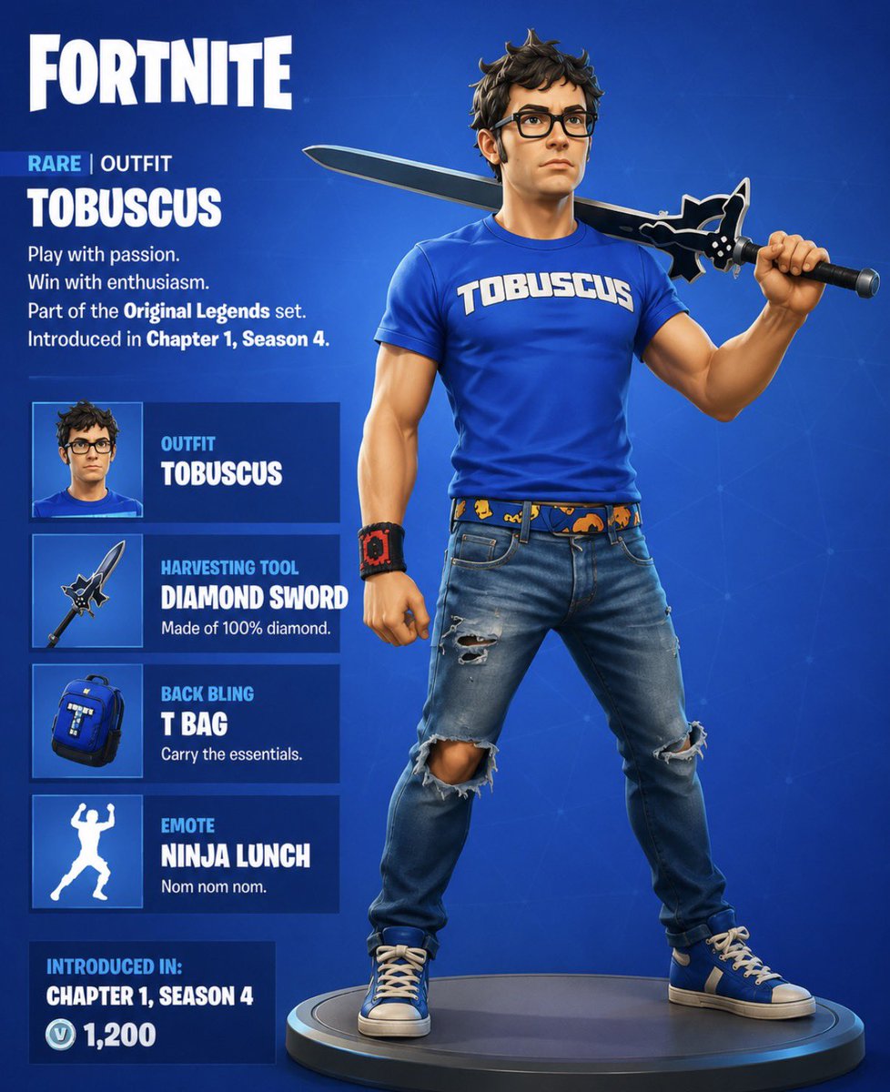 Epoke4Cone's tweet photo. @TobyTurner Tobuscuss they added you into fortnite! https://t.co/FJV5o3g5XE