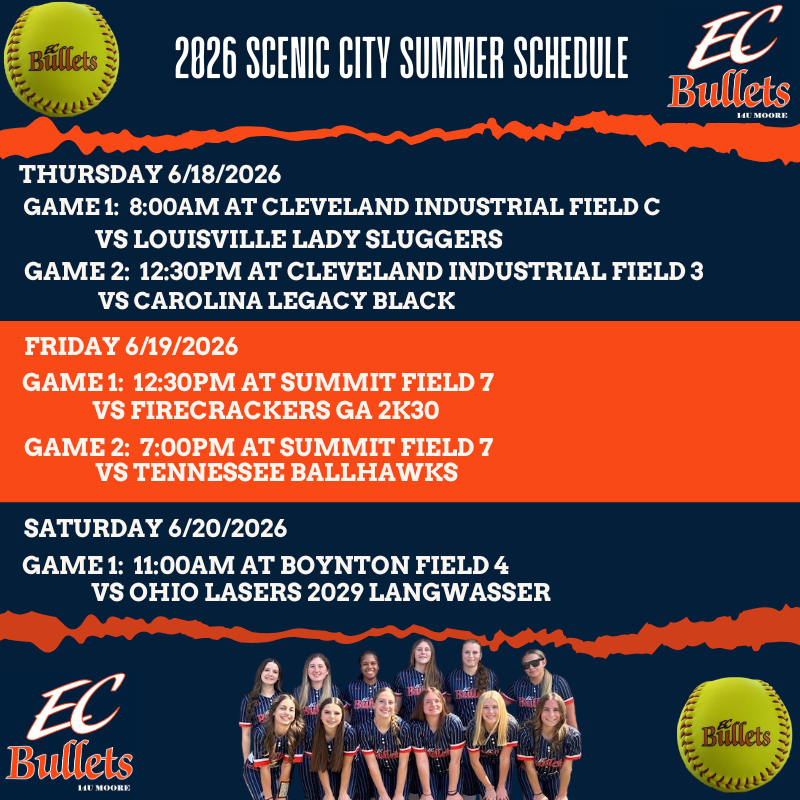 ECBulletsMoore's tweet photo. 2026 Scenic City Summer Tournament Schedule! https://t.co/FMNA4UnuNG