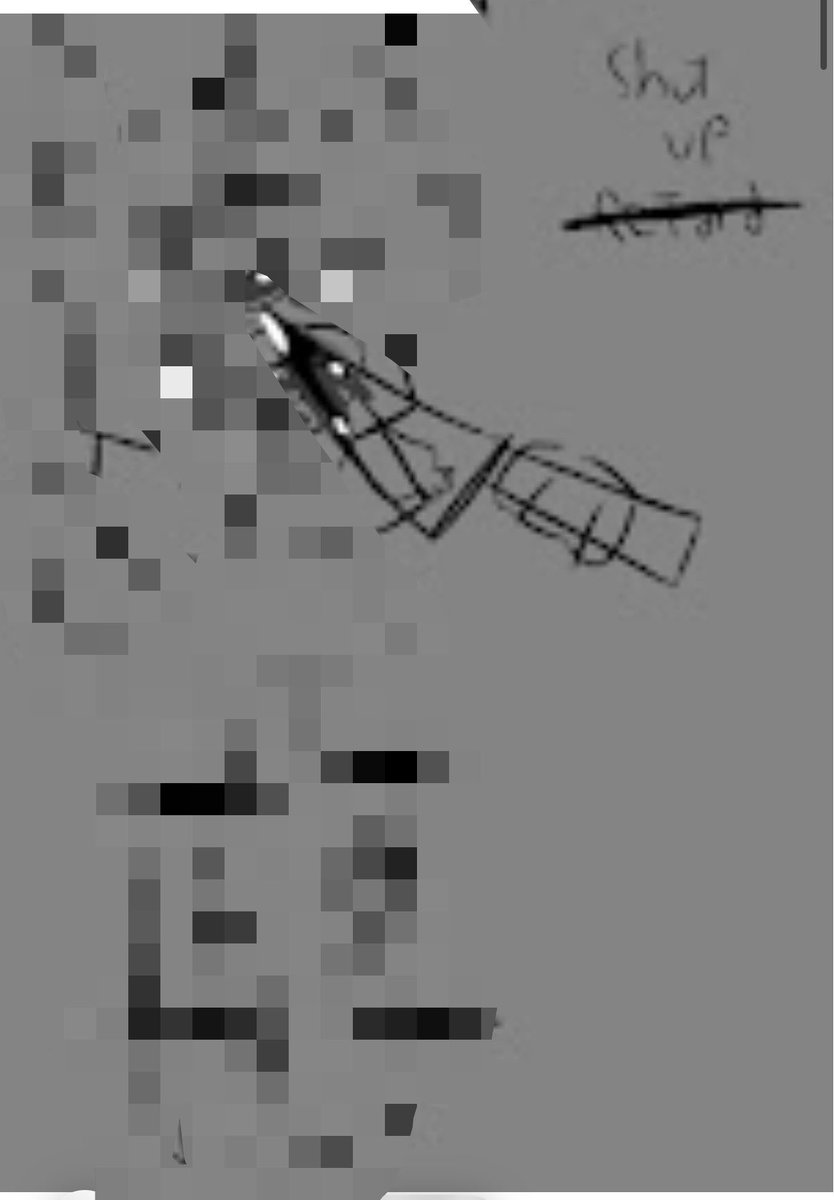 freenuggetsHre's tweet photo. 2. "you made gore art of my oc/sona"
Mox did. I did not. It appears mox uses ibis paint, I have been using Procreate since summer 2022. plus, here is a comparison of my handwriting and how I draw knives. I will not write the slur for obvious reasons. https://t.co/RBfGZobbPa