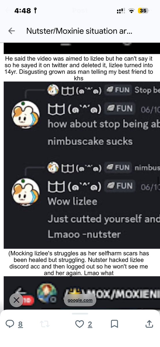 freenuggetsHre's tweet photo. 5. "you admitted to it!"
That is NOT me. this is the exact opposite of me and you would know that if you talked to me. infact, wanna know something? these screenshots appear to be from this year, I have not been on discord since 2025. https://t.co/OjGxk2TVcZ