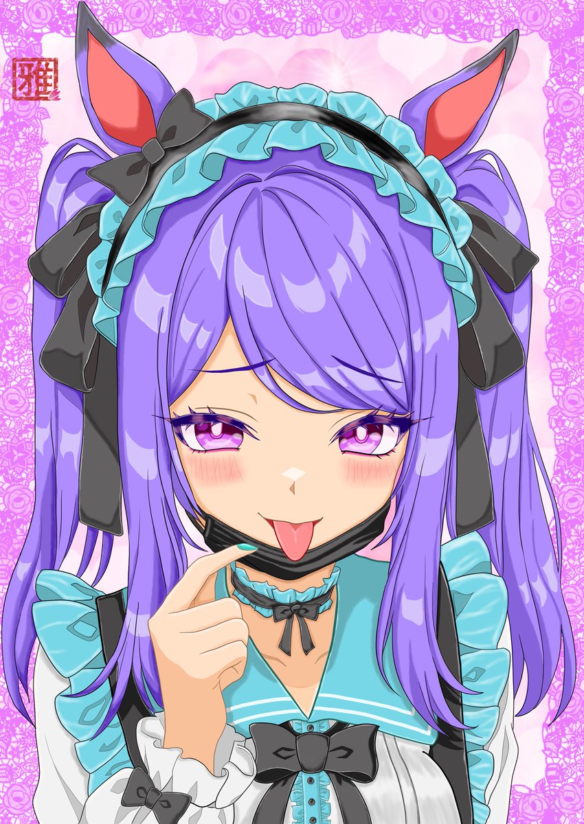 melt0227's tweet photo. 「メジロマックイーン　地雷系（?）」
あの…トレーナーさんがお疲れのようでしたので、こうすると元気が出ると伺ってやってみたのですが、いかがでしょうか…？
#ウマ娘
#メジロマックイーン https://t.co/6uN4jf0VK0