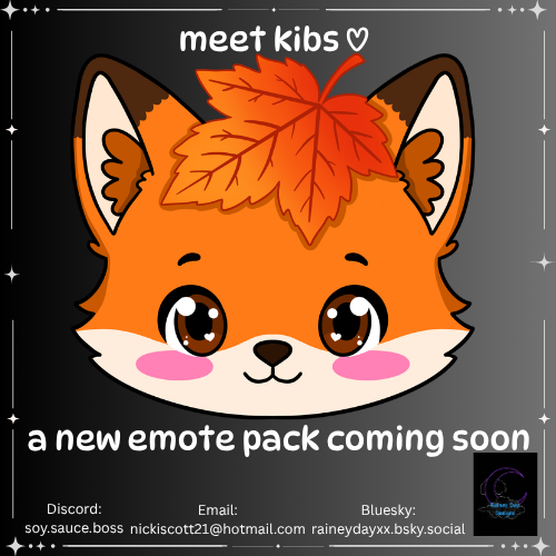 RaineyDDesigns's tweet photo. New things are coming soon :3
#chibiart #emotes #chibiemotes #twitchemotes #discordemotes #discord #twitch #fox #foxemote #Kibsthefox https://t.co/r0bli53yP6