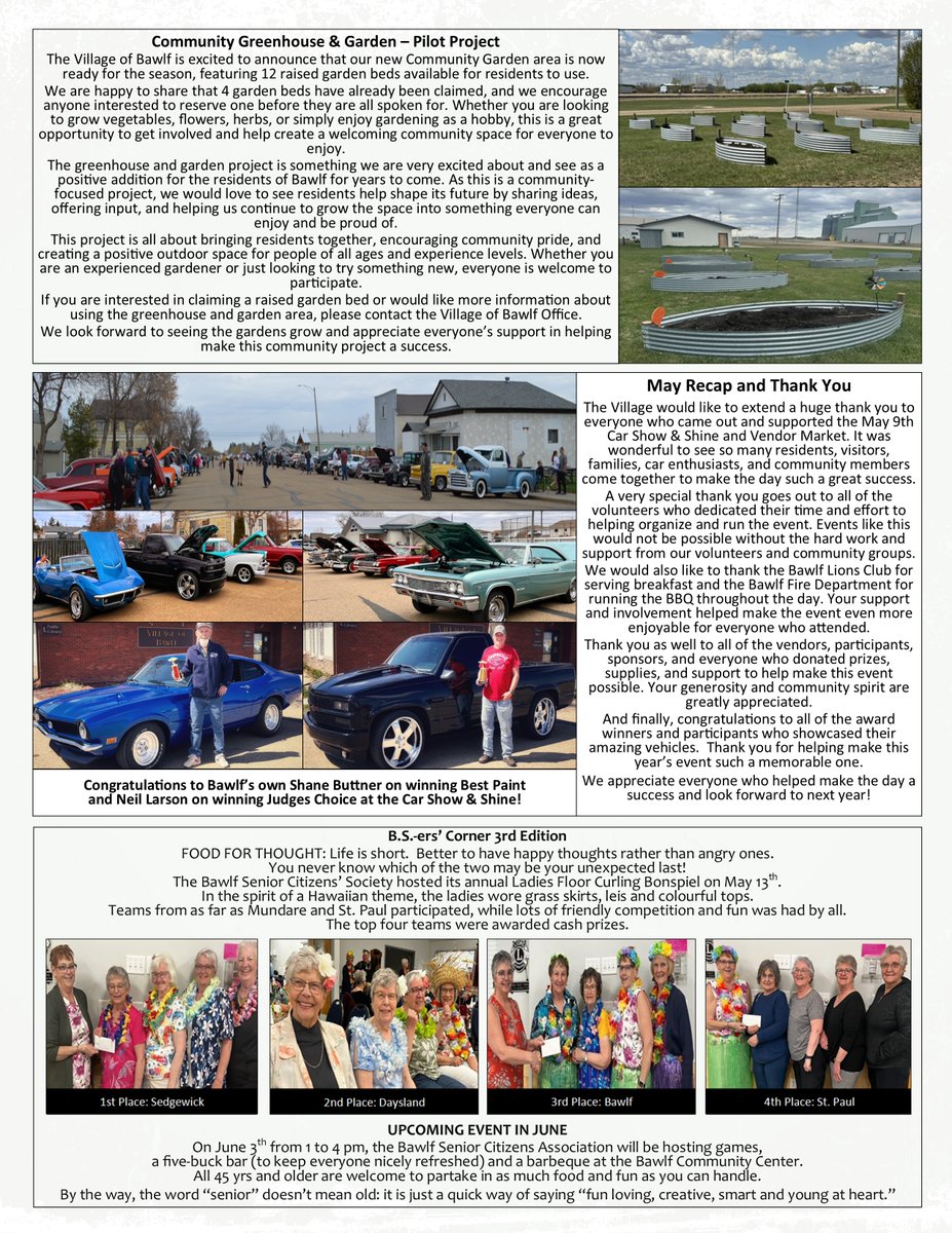 BawlfAB's tweet photo. #CommunityNewsletter
June 2026 Bawlf Village Voice - page 2 https://t.co/D9Yzmi4D3b