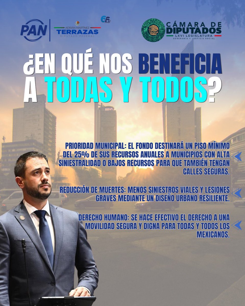 TERRAZASADRIAN's tweet photo. En este periodo legislativo impulsamos una iniciativa de reforma a la Ley General de Movilidad y Seguridad Vial para atender una realidad en México: la alarmante cifra de muertes y lesiones causadas por siniestros de tránsito en nuestras calles y carreteras. https://t.co/CfzVY43TIQ