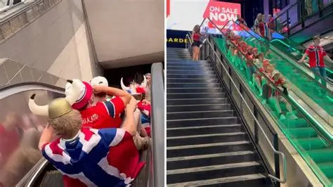 SikotiHamiltonR's tweet photo. If an avant-garde artist had come up with the 'Viking row', which sees Norwegian fans treat an escalator like a longboat, then he or she would have gotten an exhibition &amp; critics' praise. At its best the World Cup brings out the genius of the crowd &amp; reanimates foolk traditions. https://t.co/Byqn09H4ld