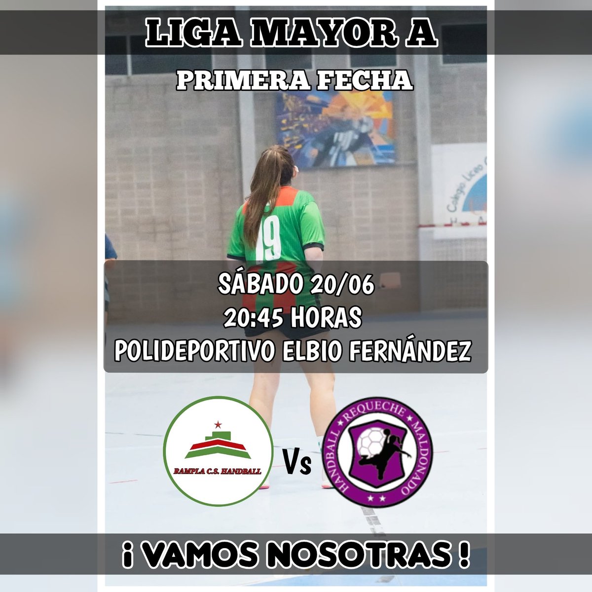 RamplaH's tweet photo. Este sábado jugamos por la Primera Fecha de La Liga Mayor A. 
Será en el Polideportivo de Elbio Fernandez, a las 20:45 horas contra el equipo de Requeche.

¡ Vamos nosotras ! ❤️💚 https://t.co/1aChT6vfbg
