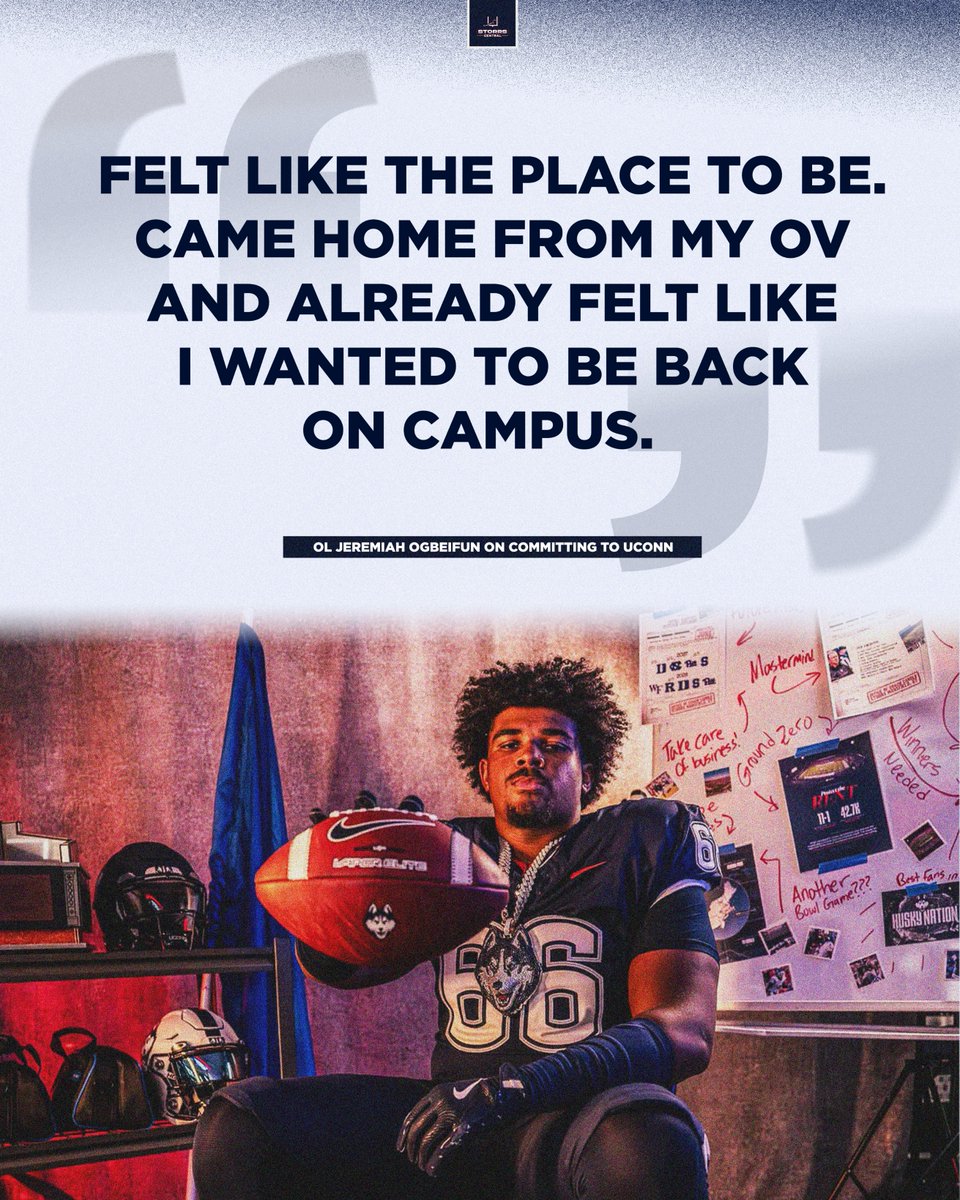 StorrsCentral's tweet photo. "Came home from my OV and already felt like I wanted to be back on campus."

New UConn OL Commit @JerryO_35 knows Connecticut is the place to be 🏈

#BleedBlue https://t.co/soXsAHmj0b