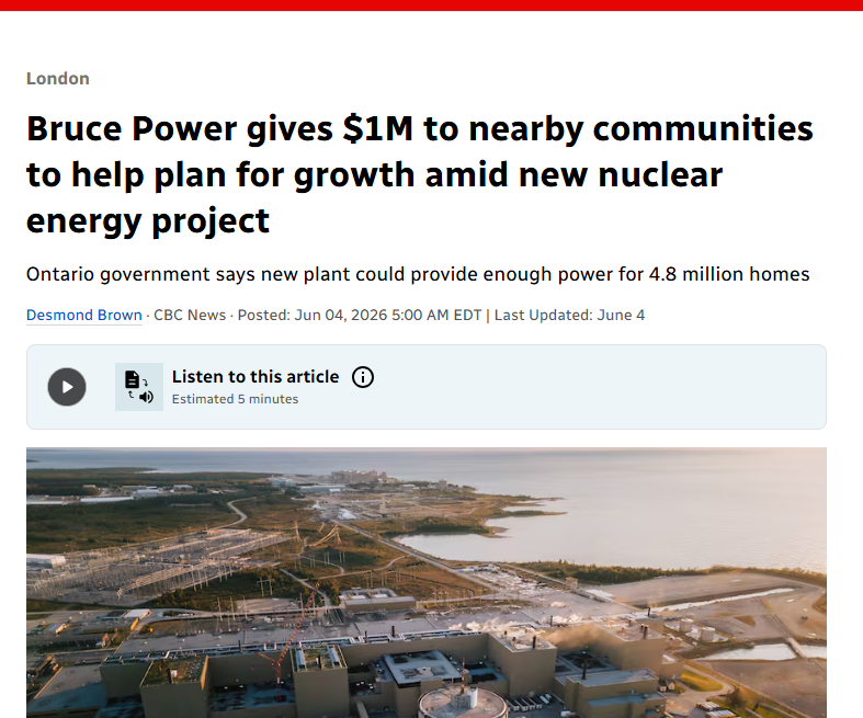 NEI's tweet photo. .@Bruce_Power's proposed nuclear project in Ontario could provide:

  💡 power for ~5 million homes
  📈 $238 billion to Canada’s GDP
  💼 6,700 permanent jobs

To ensure folks are ready, they created a fund to assess needs such as roads and housing 🏡👇
https://t.co/FobPHzO75V https://t.co/8tF8IAMvkU