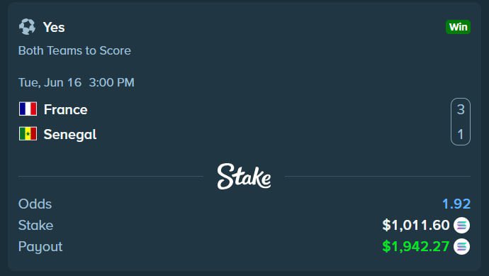 deshawn's tweet photo. Crushing the books daily join the telegram! 

https://t.co/oF9YjBCnpr

France Vs Senegal
France ML + O1.5
$2,500 —> $4,300
BTTS
$1,000 —> $1,900

Argentina Vs Algeria
Argentina ML + O1.5 + Messi and Martinez SOT
$1,500 —> $3,500

England Vs Croatia
England ML
$2,500 —> $4,100 https://t.co/XWvv7anQjw