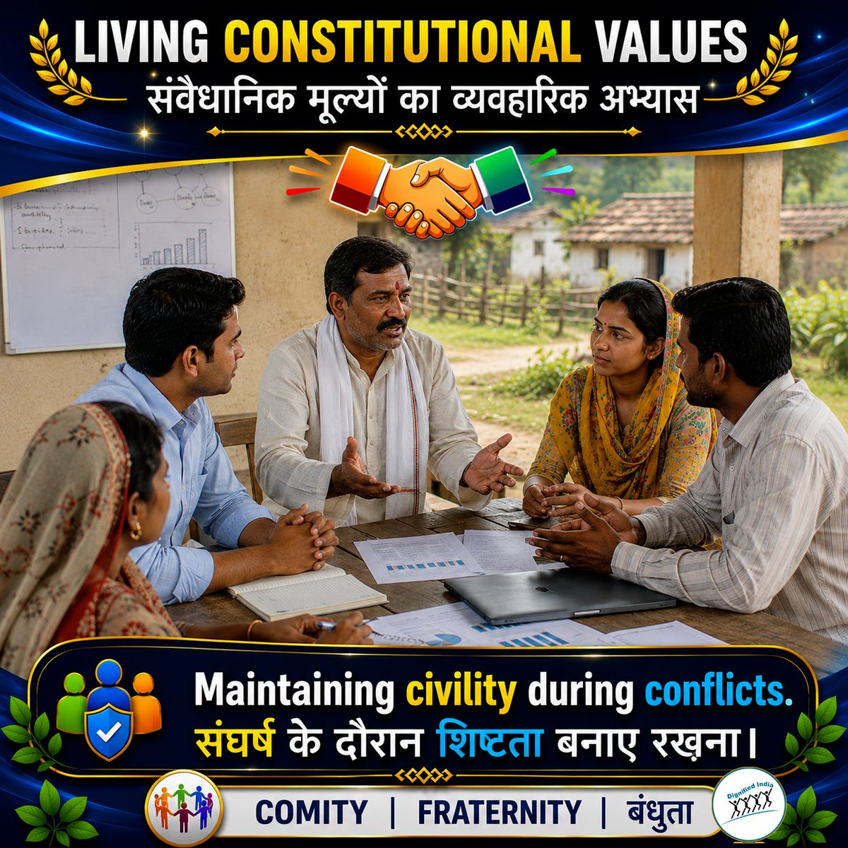 DignifiedIndia's tweet photo. Maintaining civility during conflicts.

संघर्ष के दौरान शिष्टता बनाए रखना।

#CivilityMatters #RespectInConflict #Professionalism #ConflictResolution #DialogueAndRespect #शिष्टता_का_महत्व #संघर्ष_में_सम्मान #सम्मानजनक_संवाद #विवाद_समाधान #पेशेवर_आचरण https://t.co/b2ZJN6NGc3