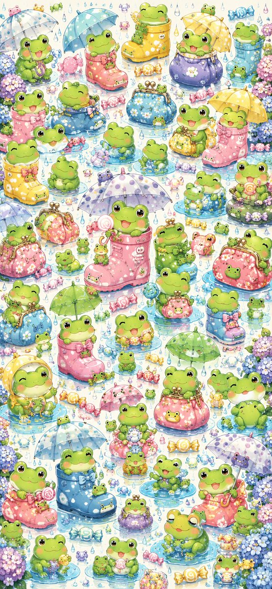 竜と蛙のコラボ絵日記 ギャラリーケロケロ 初版 雨降りでも 楽しく 蛙さんだらけ だらけても 良いんだｹﾛｹﾛ🎶 #ChatGPT