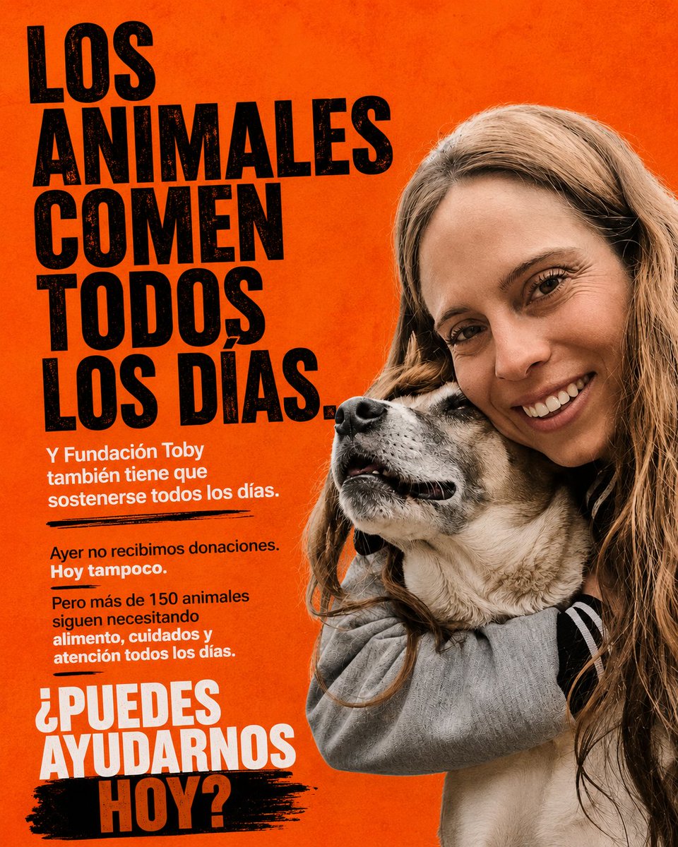 FundacionToby's tweet photo. Ayer no recibimos una sola donación.

Hoy tampoco.

Y aunque dos días pueden parecer poco, para un refugio que alimenta, cuida y atiende a más de 150 animales todos los días, es una señal que nos preocupa.

Los animales siguen comiendo.
Los tratamientos siguen.
Los gastos siguen.

Por eso hoy quiero pedirte algo muy concreto.

Necesitamos que 100 personas hagan una aportación de $100 pesos.

No estamos buscando que una sola persona resuelva todo.

Estamos buscando que nuestra comunidad haga lo que siempre ha hecho: ayudarnos entre muchos.

Si 100 personas donan $100, podremos cubrir una parte importante de los gastos diarios que mantienen funcionando Fundación Toby.

Si puedes ser una de esas 100 personas, hoy sería el momento perfecto para hacerlo.

📱 Pide un pay:
5514281012

💳 DONACIONES

BANCOMER
Cuenta: 0117412991
Clabe: 012180001174129915

SANTANDER
Cuenta: 60577008001
Clabe: 014180605770080014
Tarjeta: 5579070082854475

MERCADO PAGO
Clabe: 722969010583593935
Tarjeta: 5428785111220215

PayPal:
https://t.co/OKuXy5OeBA

Si no puedes donar, compartir esta publicación también nos ayuda a encontrar a esas 100 personas.