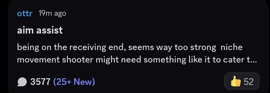 JdooksFPS's tweet photo. @Derpy02Lil Pulled this from the discord feedback section in the playtest cord. The echo chamber lives on. FWIW I played both inputs, and AA is stronger on their version of "Classic" than it is on Linear. Sticking to MNK on this one.  Just my 2 cents, again to each their own. https://t.co/rVR0WFxORv