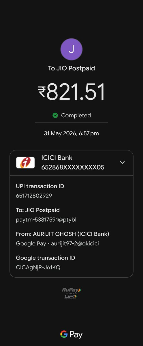 Aurijit97's tweet photo. Unbelievable that it takes this much effort to just view a bill I've already paid. @JioCare, the ₹821.51 is cleared (UPI: 651712802929) for my deactivated number. Your standard password format fails, and your email support is useless. Fix this and send me my accessible bill now. https://t.co/PPLMYCZKjr