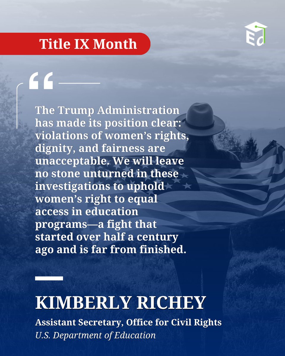 usedgov's tweet photo. The Trump Administration is restoring Title IX to its original purpose: protecting America’s students from discrimination on the basis of sex. https://t.co/ja4xkkFqd9