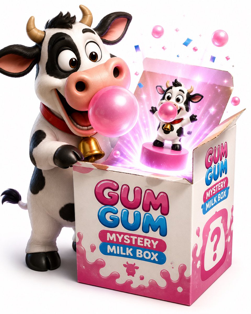 Eternal_HeroS's tweet photo. 🐄🍬✨GumGumCow ✨🍬🐮

$GumGum coming soon… 

We’re not a big brand.

We’re not funded.

We’re not launched.

We’re just building.

One idea at a time.

One mascot at a time.

One dream at a time.

Today it’s a picture.

Tomorrow it might be a prototype.

One day…

maybe you’ll open a GUMLEY’S Bubble Gum Box and discover a rare GUM GUM collectible inside.

🎁🐄🫧

For now, we’re simply having fun creating.

Building worlds.

Building characters.

Building memories before they even exist.

Follow our journey:

🐦 @Eternal_HeroS ✅

The story is only beginning.

🍬✨

#Gumleys #GumGumCow #BubbleGum #Collectibles #DesignerToys #Wrigleys #MemeCulture