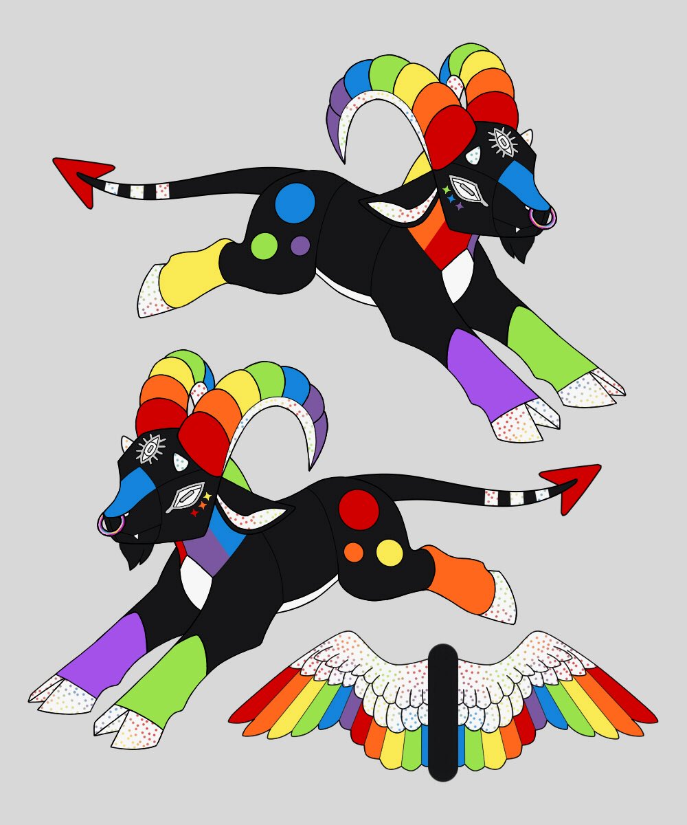 CirquellCurios's tweet photo. Next Friday 6/26 we will begin bidding on two Pride Demon Goats! 🏳️‍🌈

I am very excited about their ridiculous wings! Starting bid TBA https://t.co/cwGMlxtZnJ
