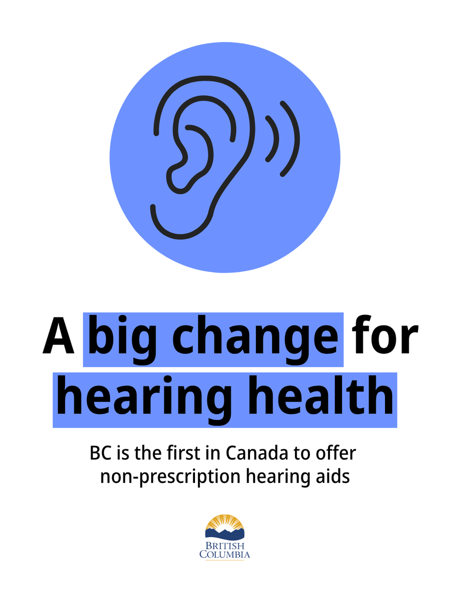 BCGovNews's tweet photo. Adults with mild to moderate hearing loss can buy non-prescription hearing aids in retail stores and online. https://t.co/UEe2XbYccM