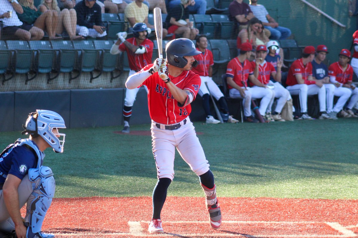 AppleSox's tweet photo. T1 | Cooper Brass with an RBI single in the first! 🔥 #HarvestTime 

AppleSox 2, Riverhawks 0 

@cooperbrass1 | @UVUbsb https://t.co/ZKv2kxOMyI