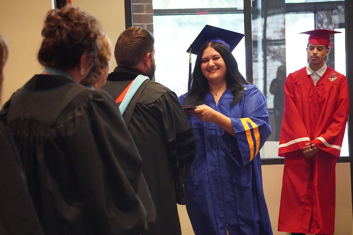 CherokeeSchools's tweet photo. "You are not just sitting here as students who completed coursework.  You are sitting here as graduates who proved something important about yourselves.  You proved that when things become difficult, you had the strength and determination to finish."

Summer School Administrator Adam Johnson congratulated CCSD's summer graduates tonight as 15 members of the class celebrated with a commencement ceremony, attended by friends, family and members of the School Board and CCSD leadership team.

Students entered the auditorium to “Pomp and Circumstance” while wearing their high school’s graduation caps and gowns, listened to inspirational remarks from Mr. Johnson, and then were congratulated by School Board Chair Janet Read Welch, Vice Chair Patsy Jordan and School Board member Kelly Poole, along with Superintendent Mary Elizabeth Davis and Chief School Leadership and Operations Office Dr. Debra Murdock as Mr. Johnson handed out their diplomas.
#CCSDElevateTheExcellence