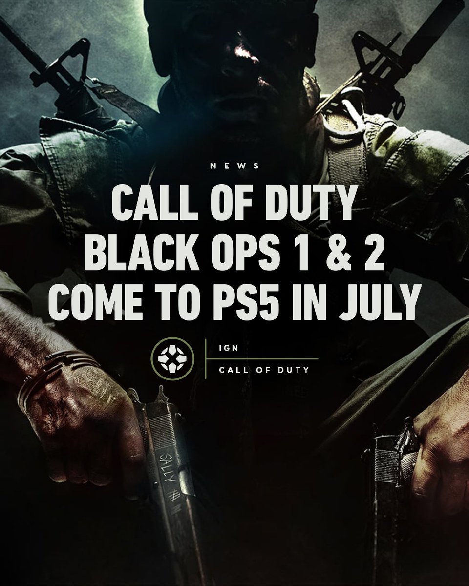 IGN's tweet photo. Two classic Call of Duty games are getting ported to modern PlayStations thanks to developer Iron Galaxy. Black Ops and Black Ops 2 will arrive this July.

#IGNSummerOfGaming https://t.co/tbnXSpVDip
