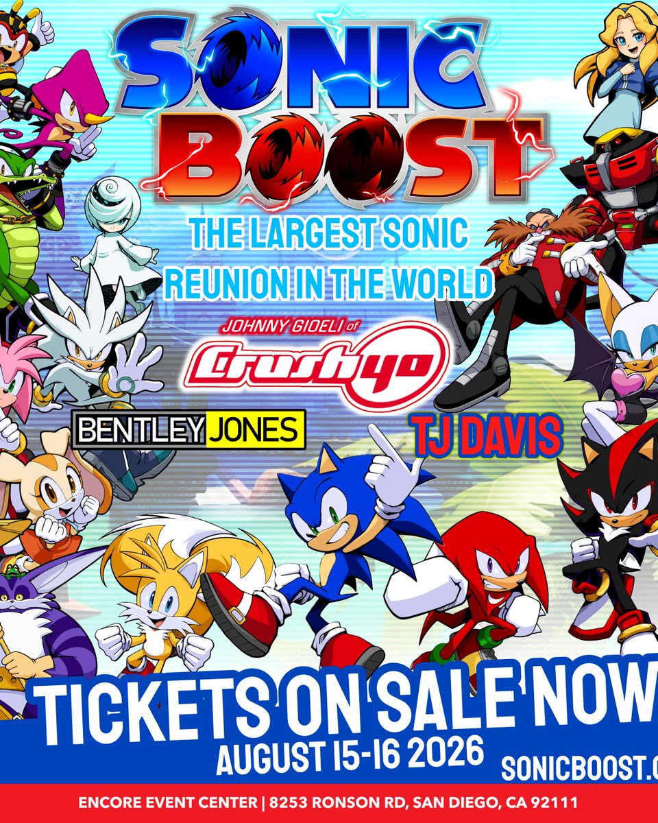 sonicboostcon's tweet photo. Sonic Boost - A brand new Sonic convention in San Diego California

Meet all your favorite actors
Enjoy a live concert from all your favorite musicians
Shop at our vendor and artist alleys
Party at Club Chaotix after the event
And so much more