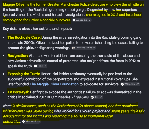 JosephineA47049's tweet photo. @mattvanswol "Maggie Oliver stated that when she repeatedly tried to get her superiors to act and protect the vulnerable victims, a senior officer dismissed the children, stating they "should have just been drowned at birth". [1] " https://t.co/LCSZLfMisT